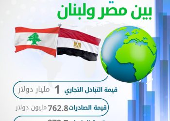 الإحصاء : 43.8 % ارتفاعاً في حجم الصادرات المصرية إلى لبنان خلال عام 2024
